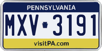 PA license plate MXV3191