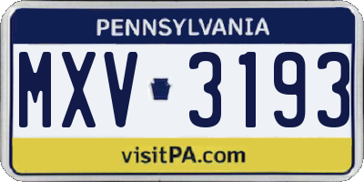 PA license plate MXV3193