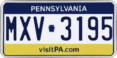 PA license plate MXV3195