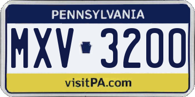 PA license plate MXV3200