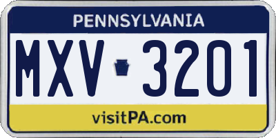 PA license plate MXV3201
