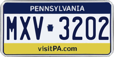 PA license plate MXV3202