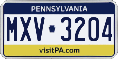 PA license plate MXV3204