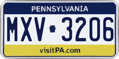 PA license plate MXV3206