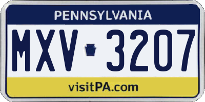PA license plate MXV3207