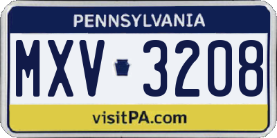 PA license plate MXV3208