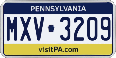 PA license plate MXV3209