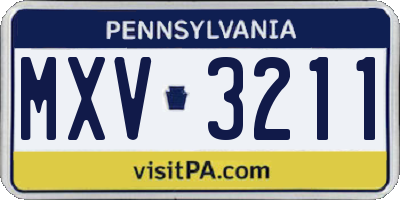 PA license plate MXV3211