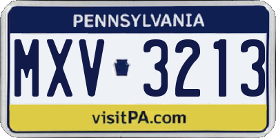 PA license plate MXV3213