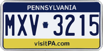 PA license plate MXV3215