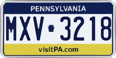 PA license plate MXV3218
