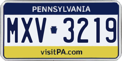 PA license plate MXV3219