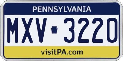 PA license plate MXV3220