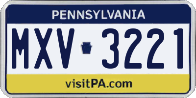 PA license plate MXV3221