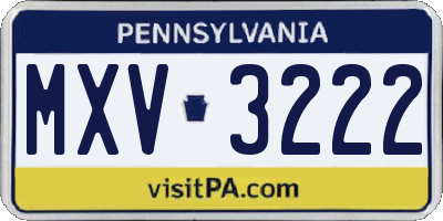 PA license plate MXV3222