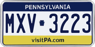 PA license plate MXV3223