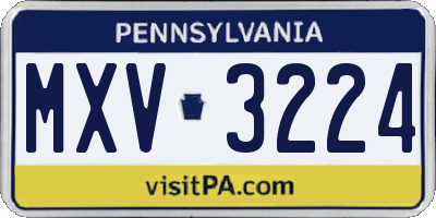 PA license plate MXV3224