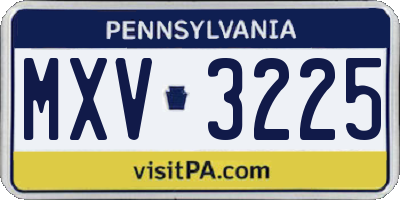 PA license plate MXV3225