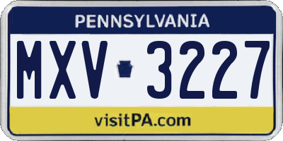 PA license plate MXV3227