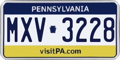 PA license plate MXV3228