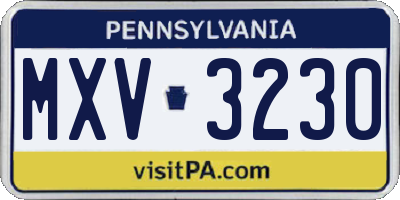 PA license plate MXV3230