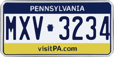 PA license plate MXV3234