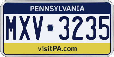 PA license plate MXV3235