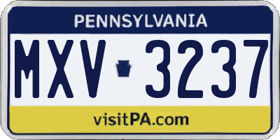 PA license plate MXV3237
