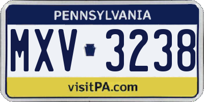 PA license plate MXV3238