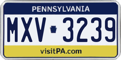 PA license plate MXV3239