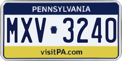 PA license plate MXV3240