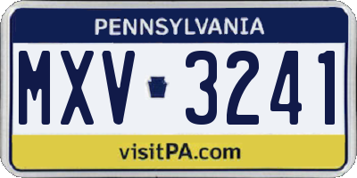PA license plate MXV3241