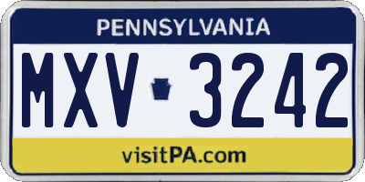 PA license plate MXV3242