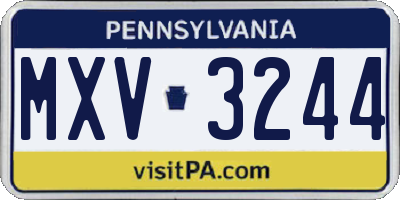 PA license plate MXV3244