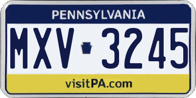PA license plate MXV3245
