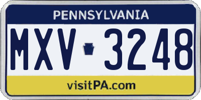PA license plate MXV3248
