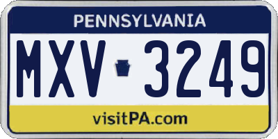 PA license plate MXV3249