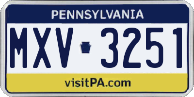 PA license plate MXV3251