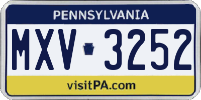 PA license plate MXV3252