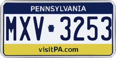 PA license plate MXV3253