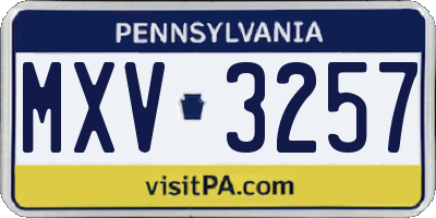 PA license plate MXV3257