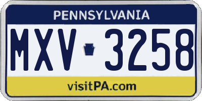 PA license plate MXV3258