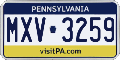PA license plate MXV3259