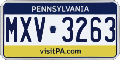 PA license plate MXV3263