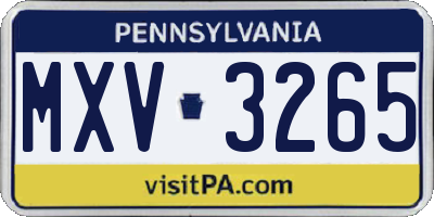 PA license plate MXV3265