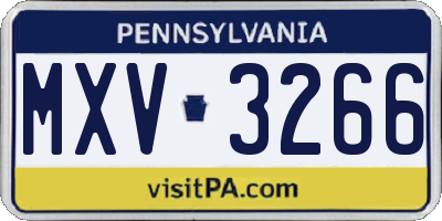 PA license plate MXV3266