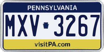 PA license plate MXV3267