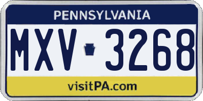 PA license plate MXV3268