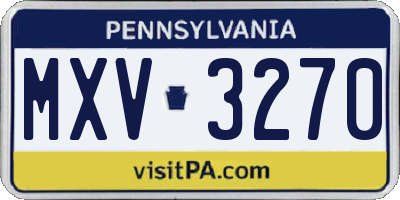 PA license plate MXV3270