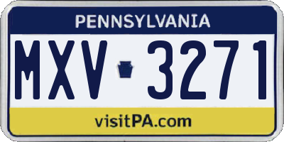 PA license plate MXV3271